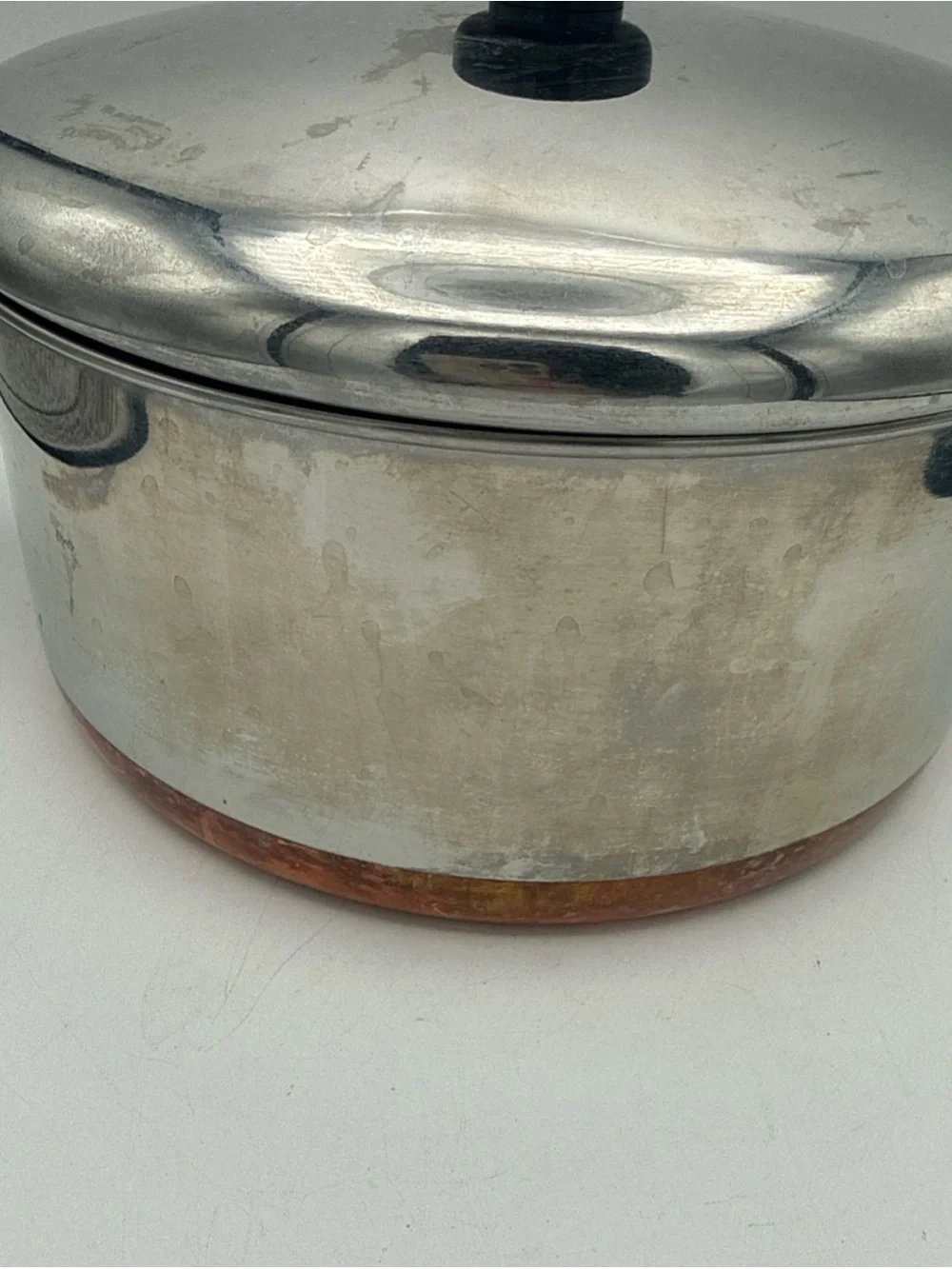Vtg 1801 Revere Ware Copper Clad Bottom 4.5 Qt Stock Pot Dutch Oven w/ Lid
